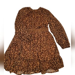 SOLD Old Navy Keyhole Puff Sleeve Dress | Leopard | Size L